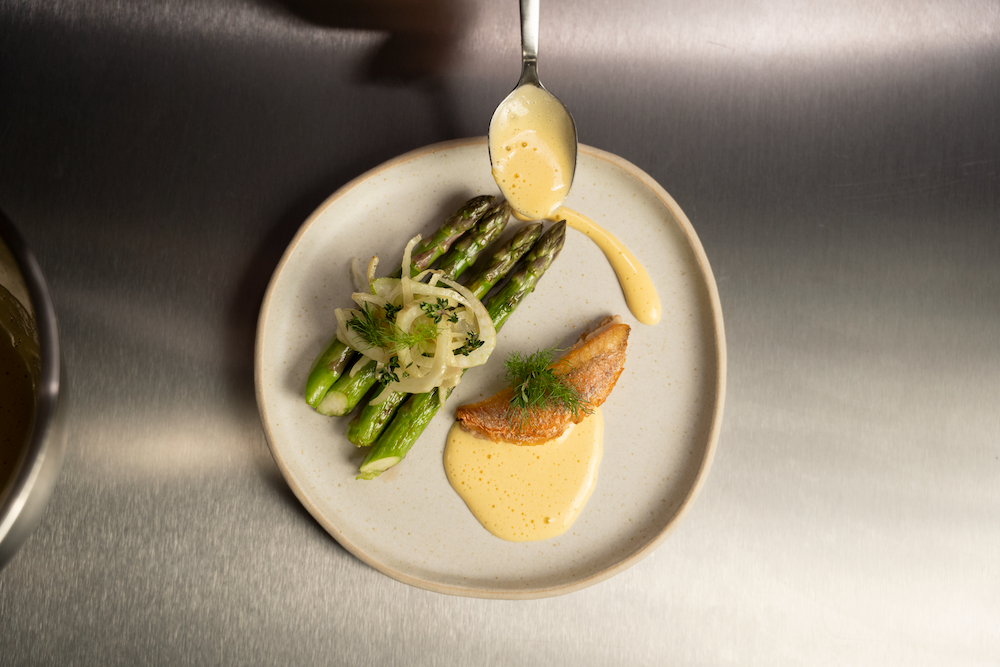 Red Mullet with Fennel, Asparagus and Sabayon